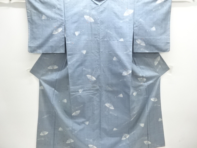JAPANESE KIMONO / ANTIQUE KIMONO / SILK / TSUMUGI / WOVEN BANGASA PATTERN